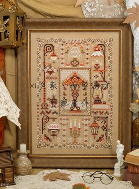 原套真线对比十字绣自配套件 OWL Lamp sampler 古董灯合集