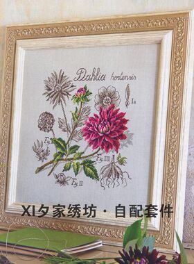 欧美风杂志 法国正品DMC十字绣自配套件 DFEA阴影花-大丽花