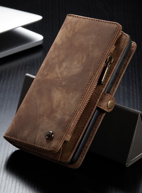 适用三星S21手机壳复古多功能钱包S21Ultra保护套创意S21+拉链男