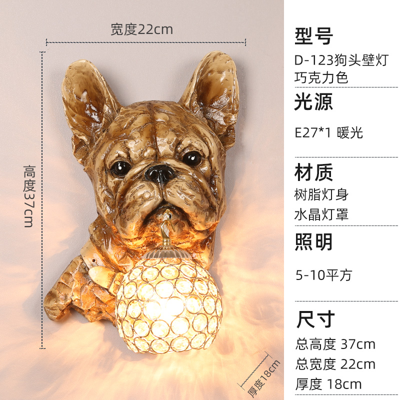 欧式壁灯客厅背景墙装饰灯画框美式创意鹿头马龙鹦鹉狗卧室床头灯图片