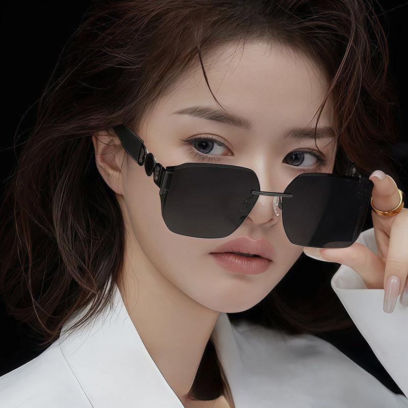 【58】巴黎走秀款时尚曲面墨镜女潮大方框显脸小防紫外线太阳眼镜