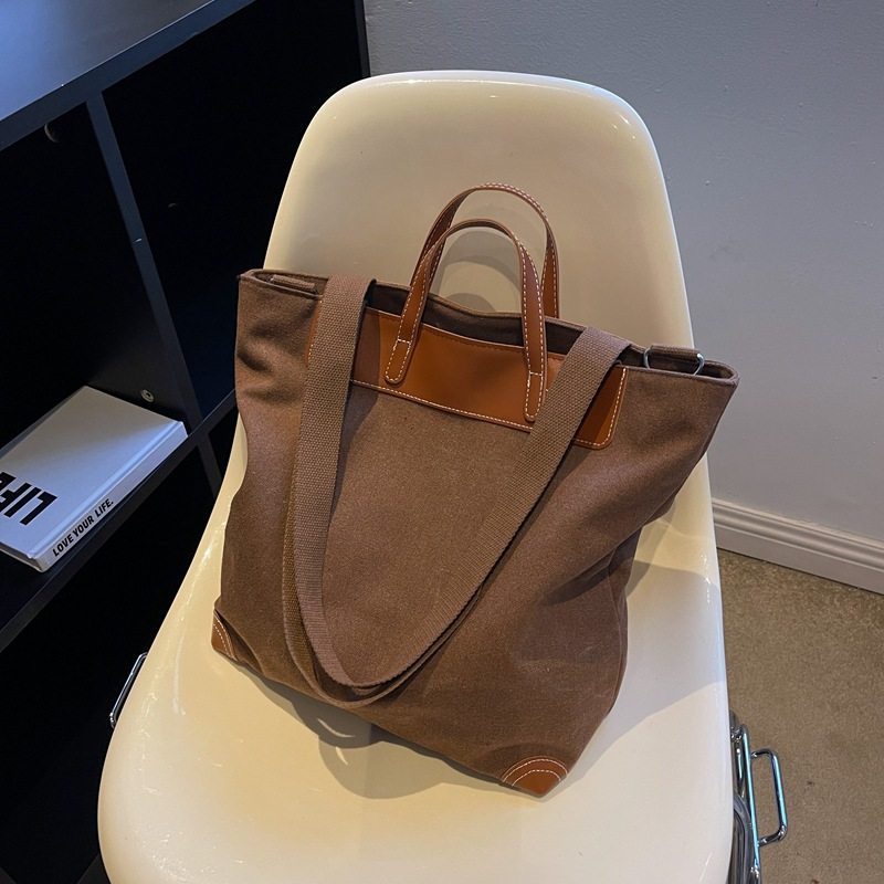 手提大包包女2024春季百搭女款大容量帆布包通勤单肩包托特包收纳