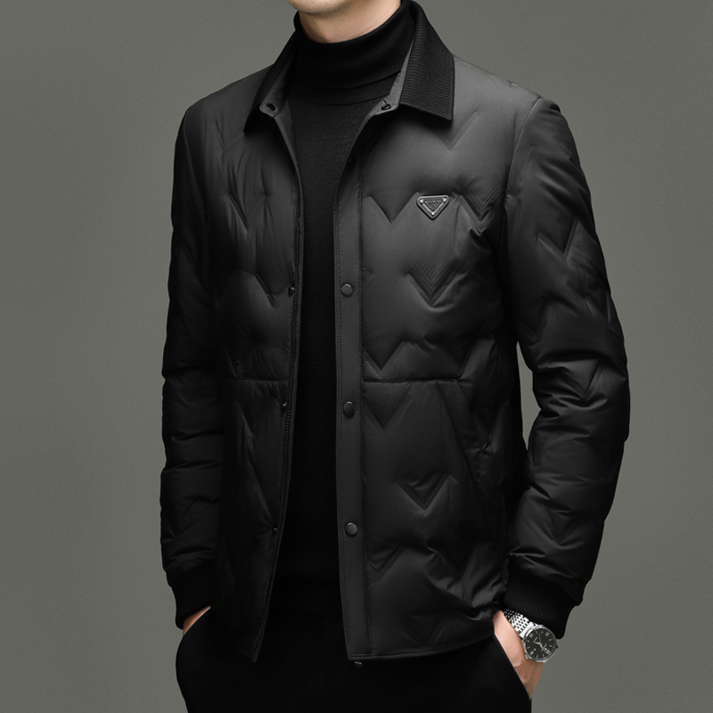 冬季男士轻薄鹅绒保暖翻领羽绒服