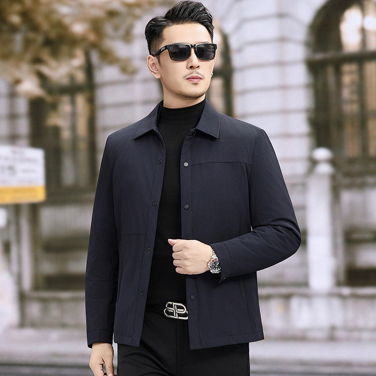 2025年秋冬中年爸爸装潮流翻领羽绒服男士外套帅气爆款百搭外穿