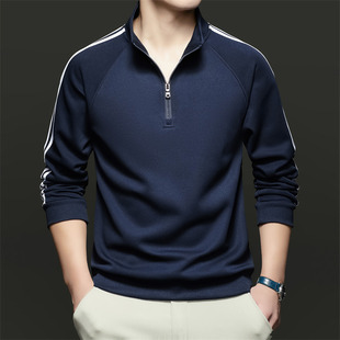 柏拉图保罗新款立领卫衣男秋季长袖T恤休闲男士时尚上衣拉链打底