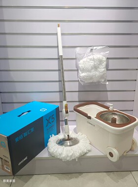 爱格旋转拖把通用自动甩干免手洗懒人墩布拖布家用拖地桶一拖净