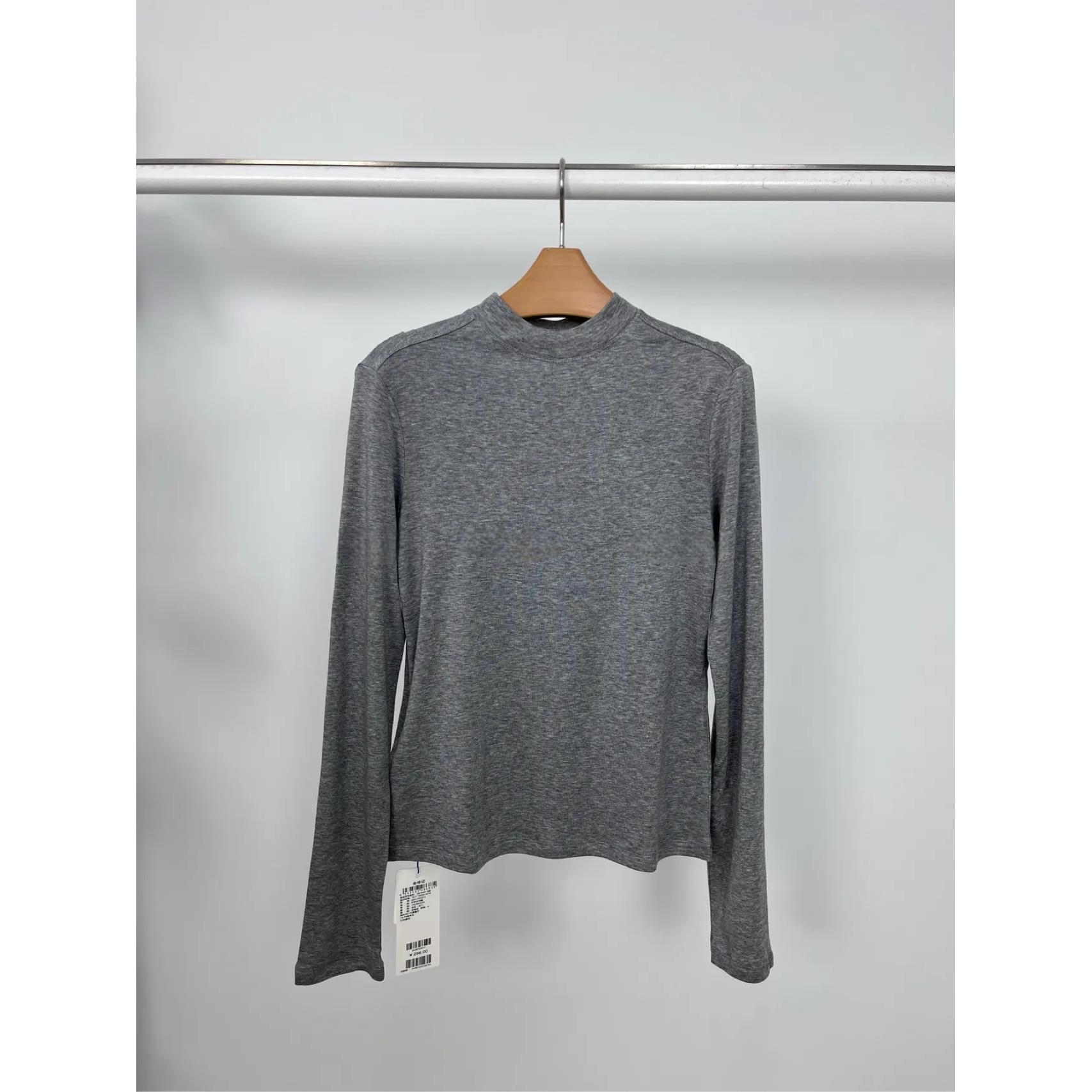 MM麦麦25秋冬新款半高领灰色绵羊毛内搭针织T恤女上衣4GA103531X