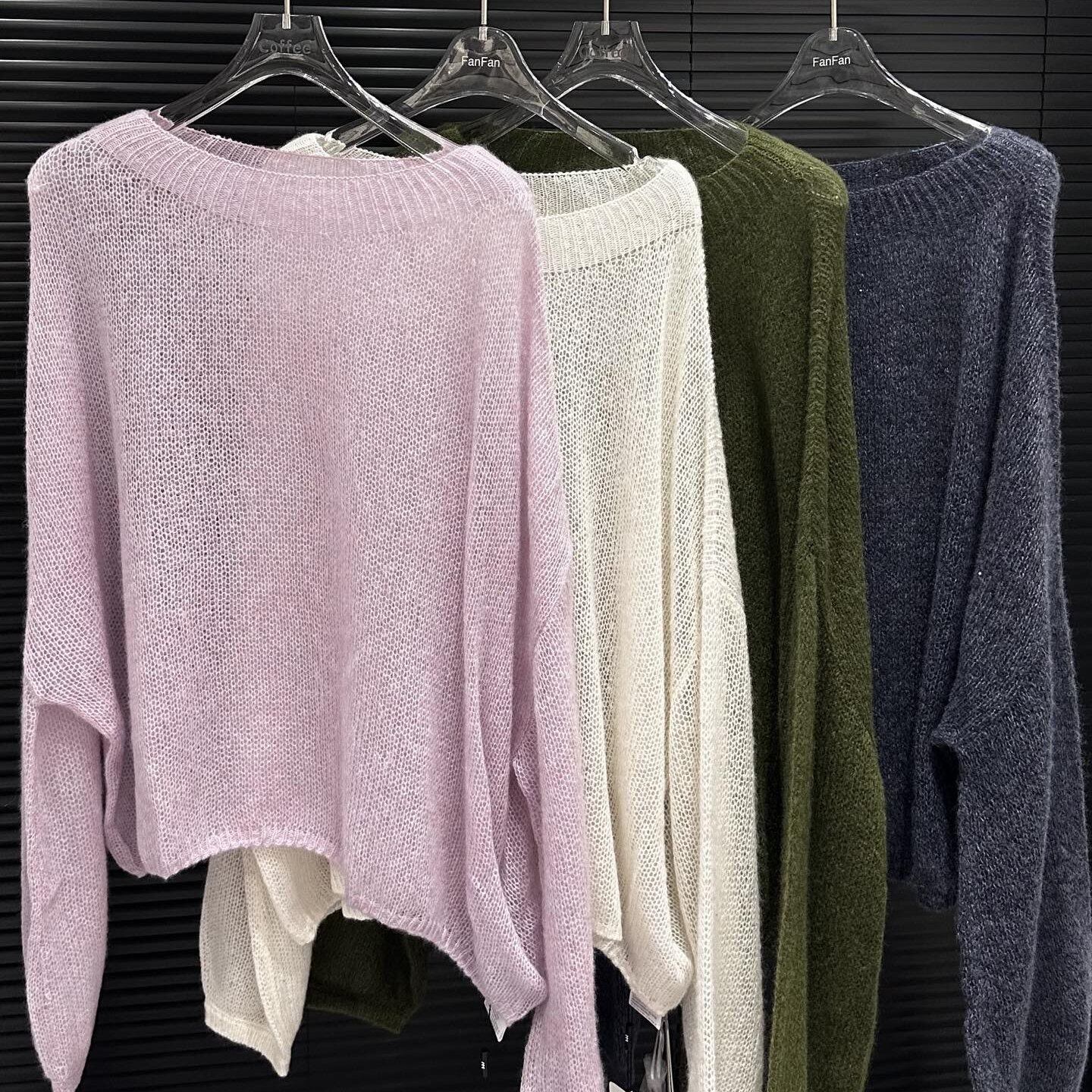 MM商场同款2026春季新款百搭细闪珠片镂空羊绒针织衫女5H1130671