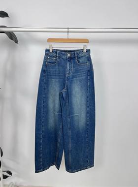 MM麦麦2025秋冬新款休闲时尚宽松直筒阔腿牛仔裤长裤女4GA154121Q
