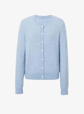 MM麦麦家2025秋冬新款羊绒绞花质感奢华针织开衫女上衣5GA134261