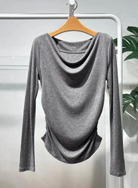 商场同款2026春季新款时尚百搭莱赛尔休闲长袖T恤女上衣5H2200051