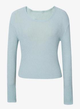 商场同款2025春季新款柔软舒适流行浅蓝色针织衫女上衣4F3435241X