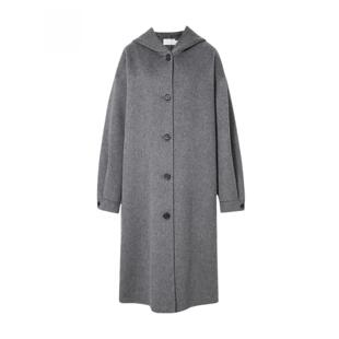 麦麦家2980大衣2025冬新款连帽绵羊毛双面呢毛呢外套女5GA270501