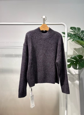 商场同款MM麦家25冬新款乌梅紫立领套头简约百搭针织衫5GA133581