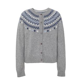 MM商场同款2025冬季新款费尔岛复古圆领针织开衫上衣女1GA932901