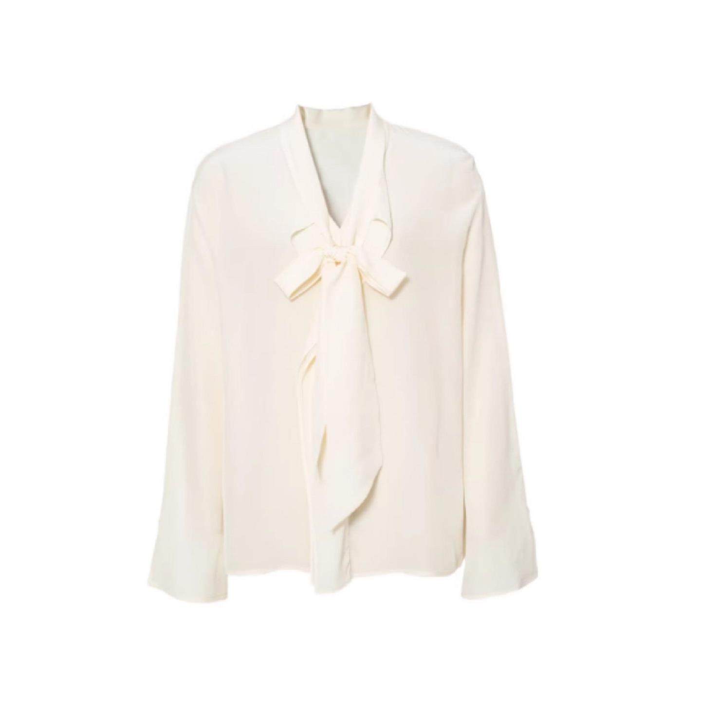 MM商场同款2026春新款温柔风真丝飘带荷叶边衬衫女上衣1H1920311Q,女装/女士精品,真丝上装,淘宝优惠券,粉丝福利购,淘宝优惠卷