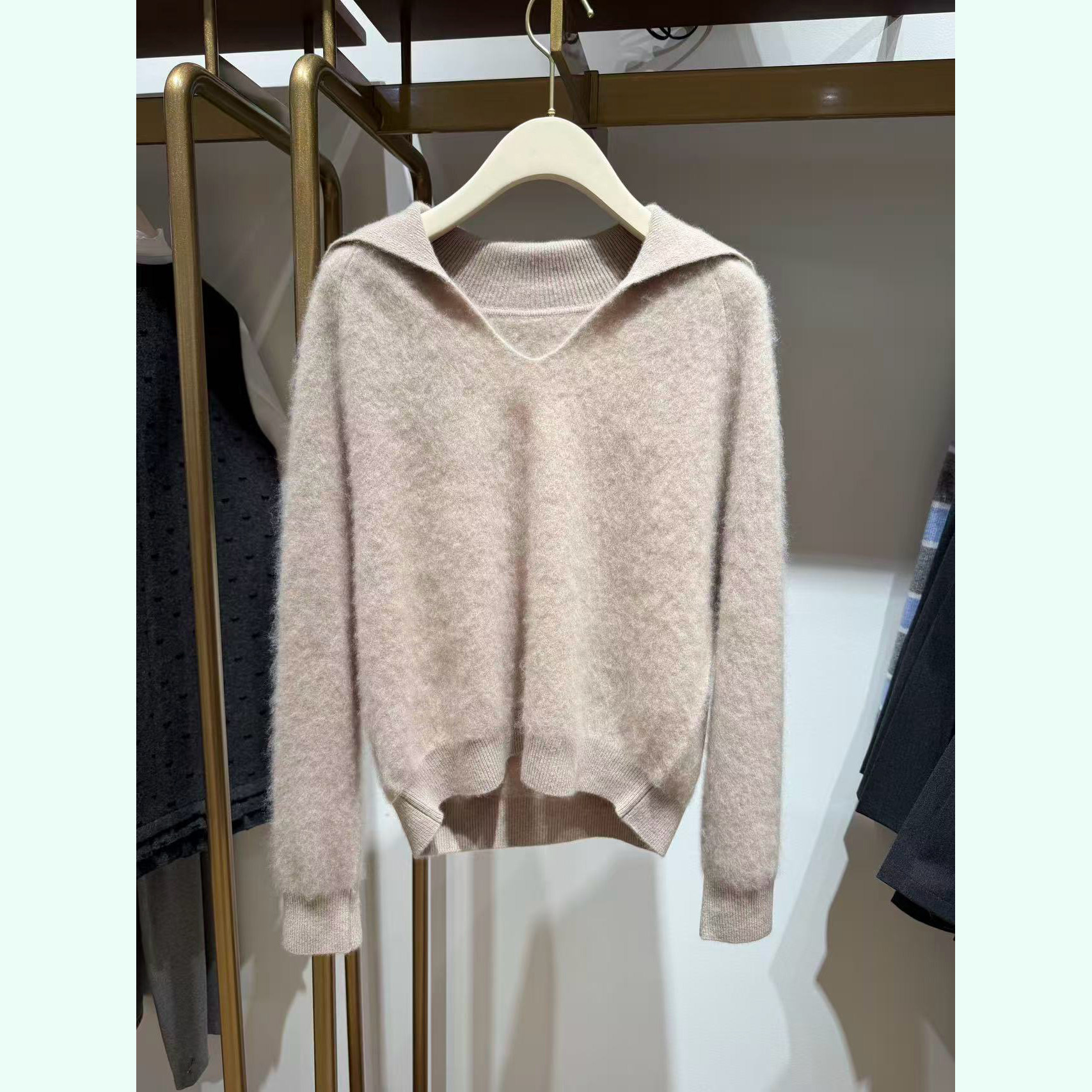 商场同款诗折扣25舒适百搭针织衫通勤polo领设羊毛衫3GA532711Q