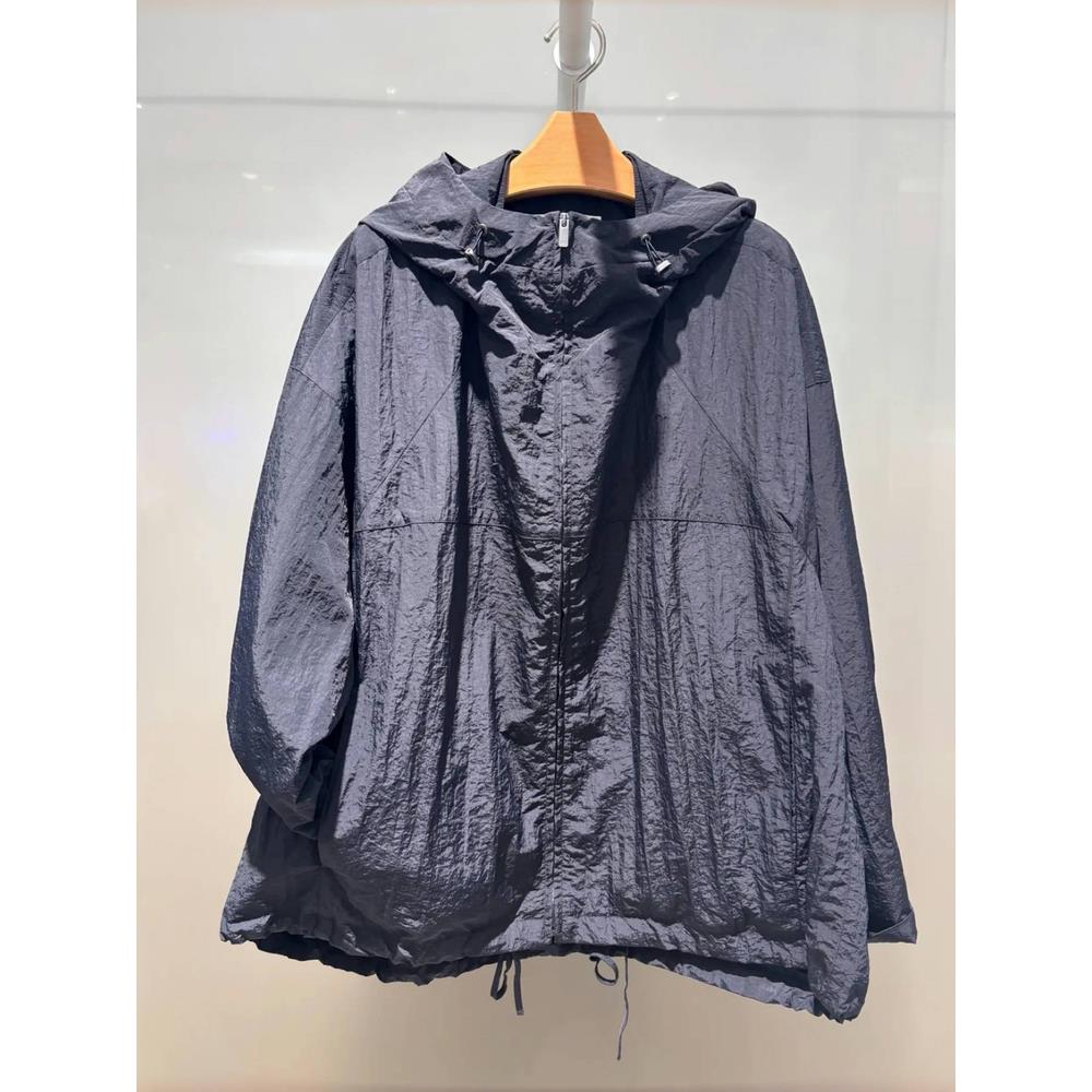 MM麦麦家2025秋季新款藏青色宽松休闲连帽外套女上衣5G8211651