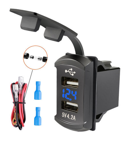 电压显示车充4.2A车载充电器
