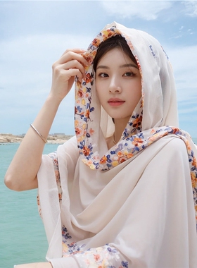 云南旅游披肩女民族风绣花沙滩巾