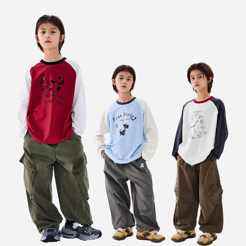 儿童插肩袖T恤男童女童纯棉长袖