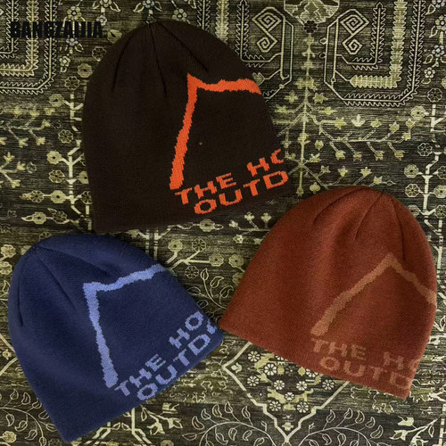 亲子户外登山字母提花针织套头帽