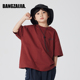 高级暗红短袖 T恤24夏季 新款 儿童潮牌童装 男女童纯棉宽松五分袖