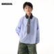 邦仔家男童衬衫 条纹衬衣儿童外套潮 撞色翻领学院风小众设计师款