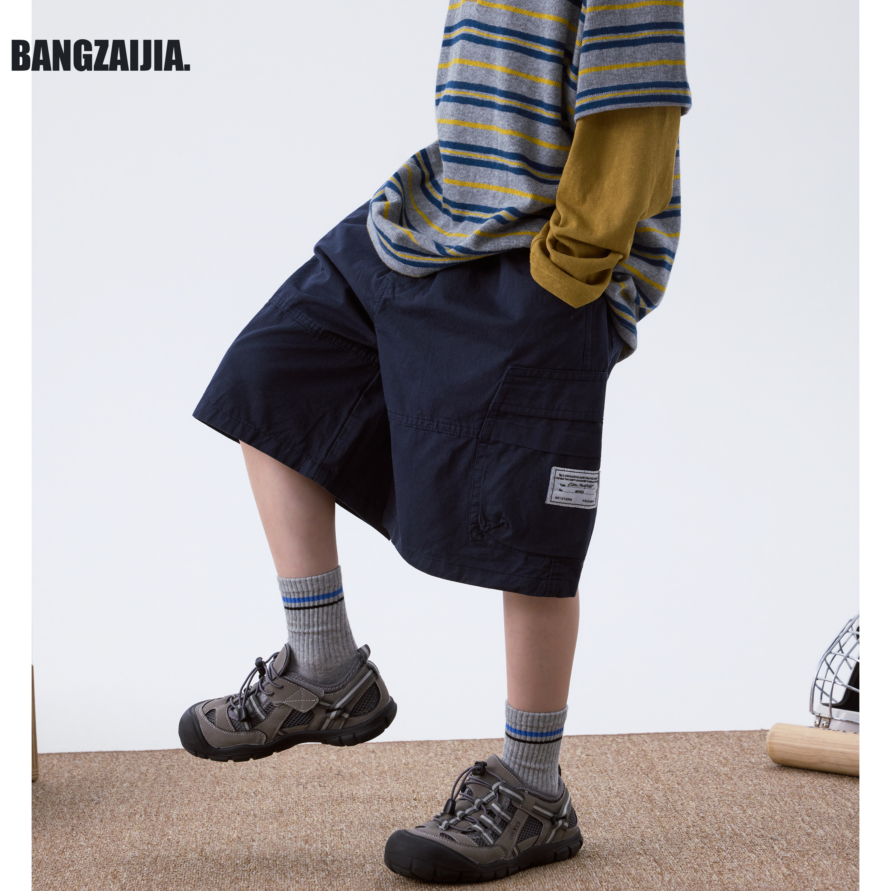 邦仔家童装春夏新款儿童百搭工装口袋五分裤中大童户外休闲短裤