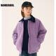 邦仔家定制冬季 夹棉外套男女童帅气撞色翻领加厚棉服 儿童紫色美式
