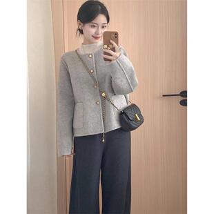 小个子高级感正流行 新款 短款 双面羊绒毛呢子大衣外套女2025秋冬季