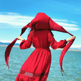复古民族风红色连衣裙女沙漠旅拍新疆吐鲁番宁夏旅游长裙海边度假