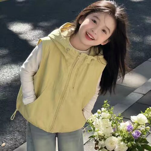 女童春秋款连帽马甲外穿百搭