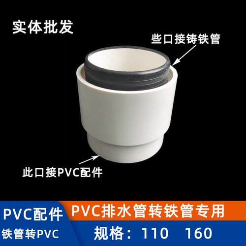 铸铁管转PVC管110管材连接
