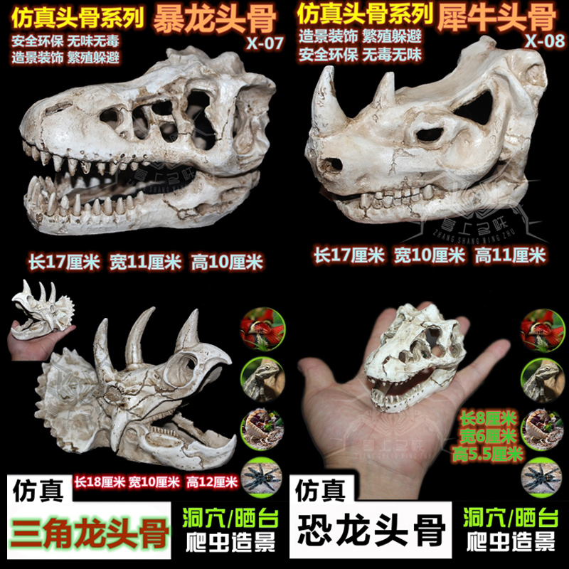 恐龙头骨树脂爬宠爬虫水草造景仿真头骨包邮鱼缸水族箱鱼缸摆件