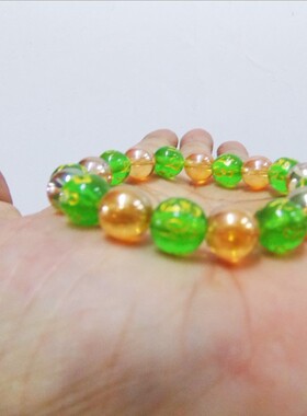 单圈金色玻璃透明珠子手串