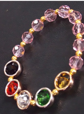 粉色切面水晶开运手串佛珠