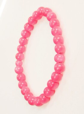 塑料树脂仿粉晶手链8mm玫红色成品手串儿童小礼物串珠手饰圆珠