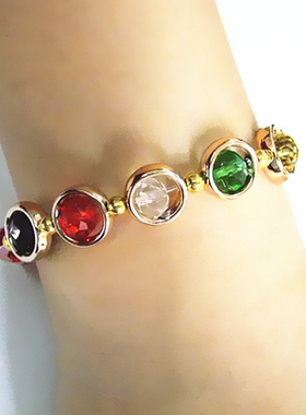 时尚风五行珠切面水晶手链
