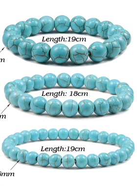 蓝松石手链直销淡绿松石手串珠宝简约单圈圆珠松石小商品现货跨境