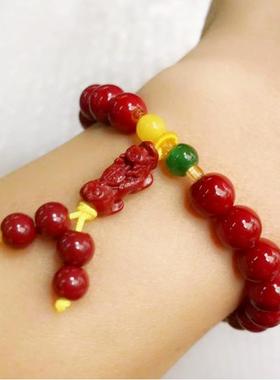 朱砂平安扣莲花手链手串首饰