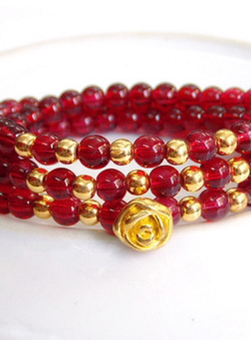 沙金转运珠石榴石手链送礼物