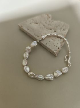 碎银子半镯S925银手镯女手链小众设计礼物