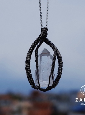 杂露集自制银绕线喜马拉雅多生白水晶小城堡吊坠