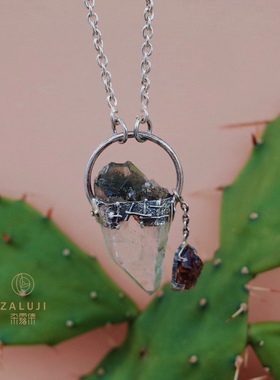 杂露集自制喜马拉雅绿幽灵项链含小超七坠子