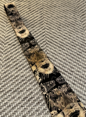 复古骷髅头印花真丝领带男黑色轻奢商务百搭印花领带配饰