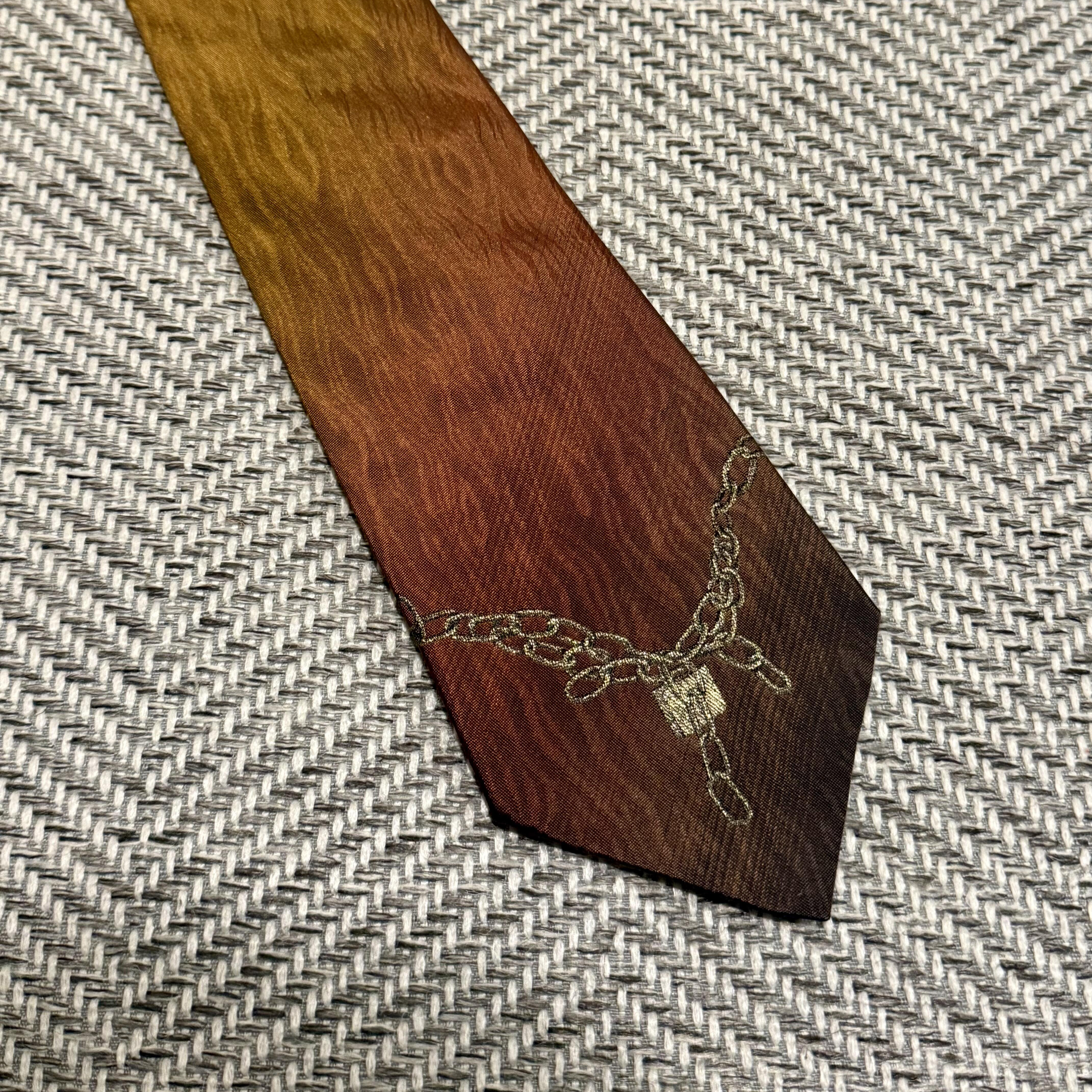 复古英伦手打真丝箭头领带深棕色