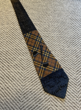 vintage中古真丝格子领带男女个性拼色手打百搭小众领带