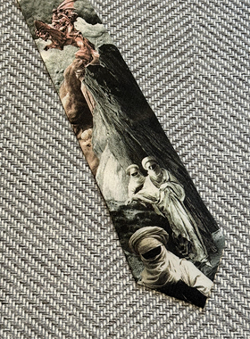 Gadi Myron复古印花领带人物图案浅蓝色百搭时尚款