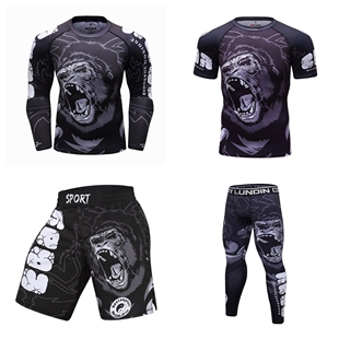 金刚猩猩搏击拳击防磨衣健身紧身衣巴西柔术运动格斗速干短袖T恤